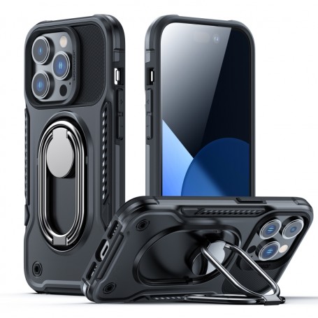 Coque Survivor pour iPhone 14 Pro - silicone antichoc - aimant et bague