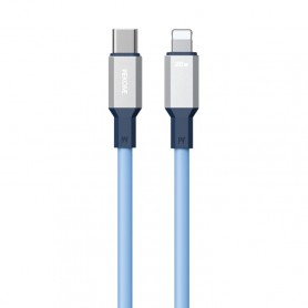 Câble de données en silicone 20 W USB-C/Type-C vers 8 broches, longueur : 1,2 m Bleu