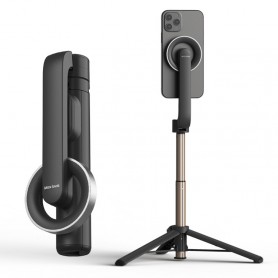 Trépied magnétique pour perche à selfie, tige stabilisatrice portative avec télécommande (noir)