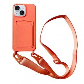 Étui de téléphone en silicone liquide avec fente pour carte avec lanière