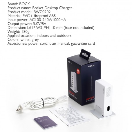 Dock USB ROCK 6 prises Blanc